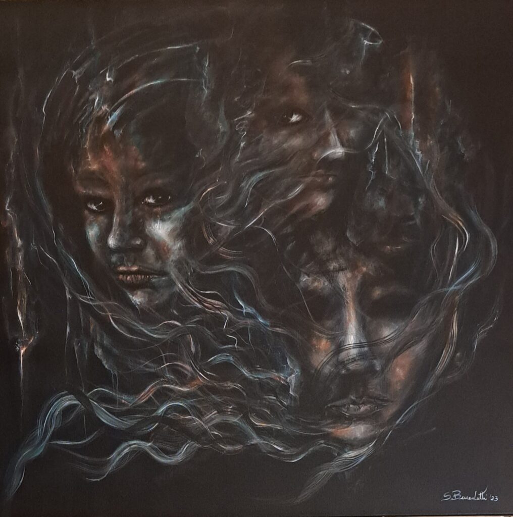 Simona Benedetti, Ego, acrilico su tela, cm 100x100, 2023